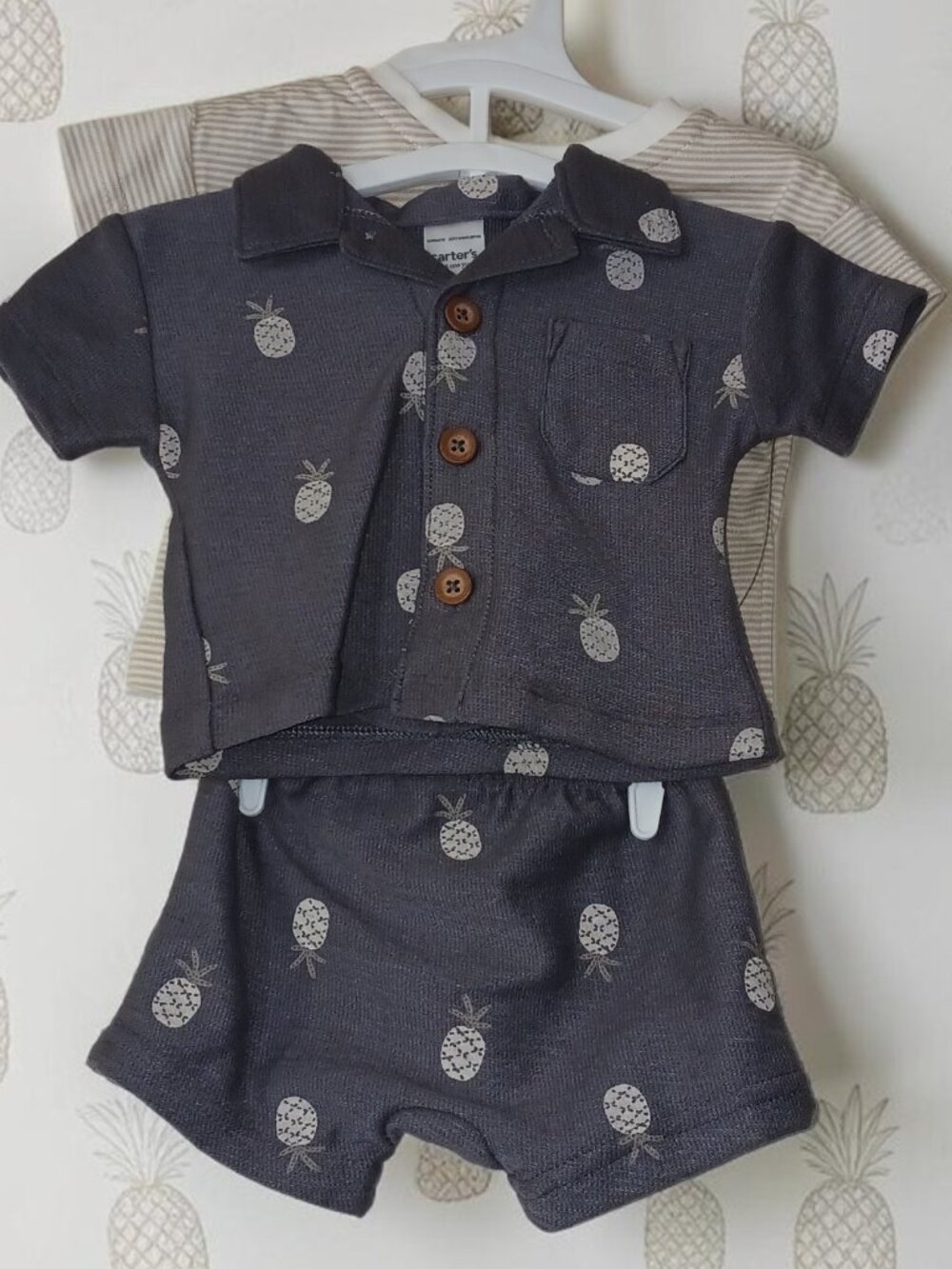 NWT Carter's 3-Piece Pineapple Outfit Set Navy & Cream